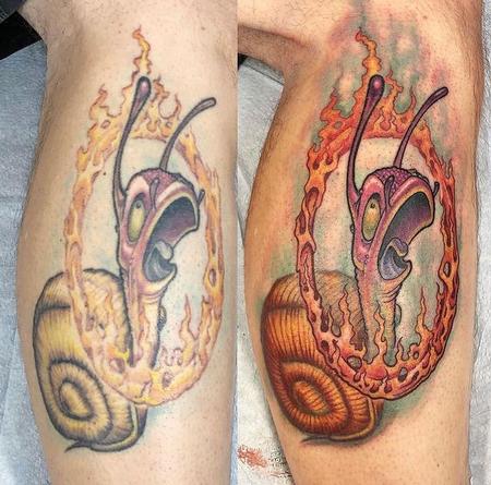 Fire Snail Touchup Tattoo Design Thumbnail